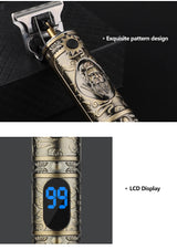 LCD Hair Clipper Barber Professional Electric Trimmer Shaver Beard Vintage - Gold - Extra Image