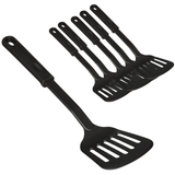 6x 32cm Nylon Slotted Non-Stick Spatula Cooking Tool Utensil in Black - Front View