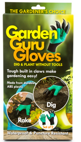 Garden Guru Waterproof and Puncture Resistant Gloves w Claws Digging - Front View