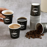 2880x Premium Paper Small Coffee Cups 2.5oz for Espresso Macchiato Piccolo Short Black - Black - Side View