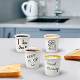 2400x 4oz Premium Small Paper Coffee Cups Espresso Macchiato Piccolo Short Black in White - Side View