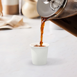 2400x 4oz Premium Small Paper Coffee Cups Espresso Macchiato Piccolo Short Black in White - Top-Down View