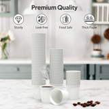 2400x 4oz Premium Small Paper Coffee Cups Espresso Macchiato Piccolo Short Black in White - Rear View