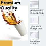 1200 White Disposable Coffee Cups 8oz Extra Strong Takeaway Paper Take Away Bulk - Front View