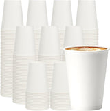 1000x 12oz Premium Paper Coffee Cups in White Bulk Wax Free Extra Strong in White - Front View