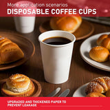 1000x 12oz Premium Paper Coffee Cups in White Bulk Wax Free Extra Strong in White - 45-Degree Angle