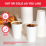 1000x 12oz Premium Paper Coffee Cups in White Bulk Wax Free Extra Strong in White - Rear View