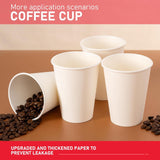 1000x 12oz Premium Paper Coffee Cups in White Bulk Wax Free Extra Strong in White - Close-Up Angle