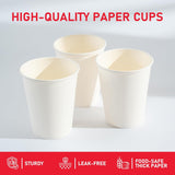 1000x 12oz Premium Paper Coffee Cups in White Bulk Wax Free Extra Strong in White - Low Angle