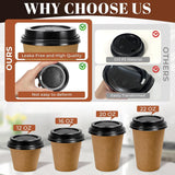 1000x 90mm Plastic Coffee Cup Lids for 12oz / 16oz Cups Dome Style - Black - Side View