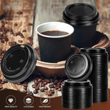 1000x 90mm Plastic Coffee Cup Lids for 12oz / 16oz Cups Dome Style - Black - 45-Degree Angle