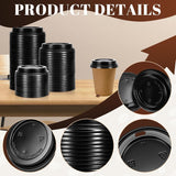 1000x 90mm Plastic Coffee Cup Lids for 12oz / 16oz Cups Dome Style - Black - Close-Up Angle