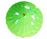 PARASOL UMBRELLA Chinese Japanese Bamboo Flower Pattern Fabric 80cm Diameter - Light Green - Front View