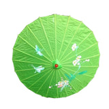 PARASOL UMBRELLA Chinese Japanese Bamboo Flower Pattern Fabric 80cm Diameter - Light Green - 45-Degree Angle
