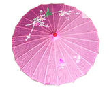 PARASOL UMBRELLA Chinese Japanese Bamboo Flower Pattern Fabric 80cm Diameter - Light Pink - Front View