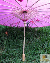 PARASOL UMBRELLA Chinese Japanese Bamboo Flower Pattern Fabric 80cm Diameter - Light Pink - Top-Down View