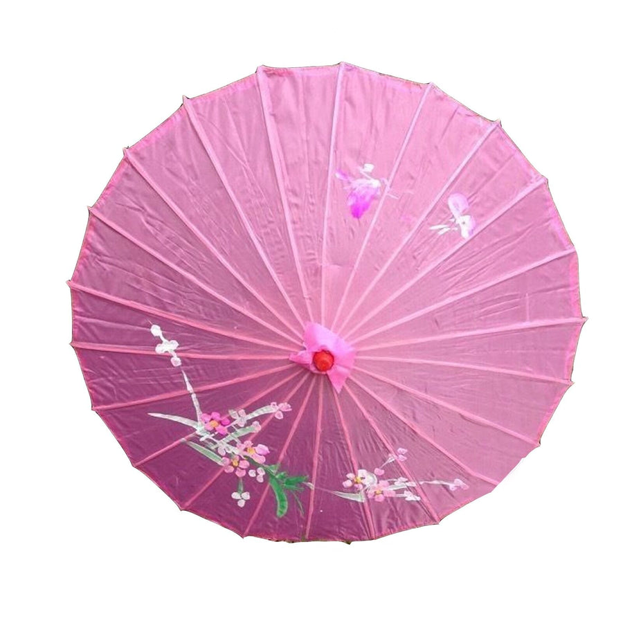 PARASOL UMBRELLA Chinese Japanese Bamboo Flower Pattern Fabric 80cm Diameter - Light Pink