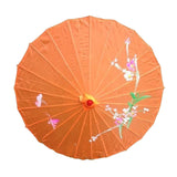 PARASOL UMBRELLA Chinese Japanese Bamboo Flower Pattern Fabric 80cm Diameter - Orange - 45-Degree Angle