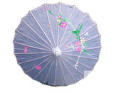 PARASOL UMBRELLA Chinese Japanese Bamboo Flower Pattern Fabric 80cm Diameter - White - Front View