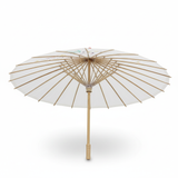 PARASOL UMBRELLA Chinese Japanese Bamboo Flower Pattern Fabric 80cm Diameter - White - Side View