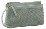 Pierre Cardin Mint Woven Women's Crossbody and Clutch Bag - Front View