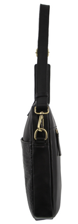 Pierre Cardin Croc-Embossed Leather Business Computer Laptop Bag - Black - Side View