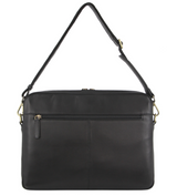 Pierre Cardin Croc-Embossed Leather Business Computer Laptop Bag - Black - Top-Down View