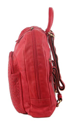 3PC Set Pierre Cardin Womens Woven Leather Cross-Body Bags + Backpack - Red - 45-Degree Angle
