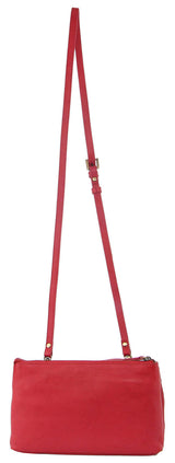 3PC Set Pierre Cardin Womens Woven Leather Cross-Body Bags + Backpack - Red - Low Angle