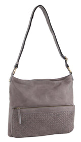 3Pc Set Pierre Cardin Womens Woven Leather Backpack + Cross-Body Bags - Sky Blue - 45-Degree Angle