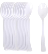 1200x Reusable & Disposable Plastic Spoons BPA Free Bulk Cutlery in White - Side View