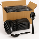 1200x Reusable Plastic Spoons Cutlery Bulk BPA Free Extra Strong - Gloss Silver - Front View