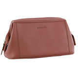 Pierre Cardin Mens Rustic Leather Toiletry Case Bag Travel - Casia Rose - Front View