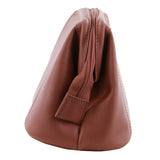 Pierre Cardin Mens Rustic Leather Toiletry Case Bag Travel - Casia Rose - Top-Down View