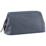 Pierre Cardin Mens Rustic Leather Toiletry Case Bag Travel - Teal - Front View