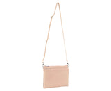 Pierre Cardin Ladies Cross Body Bag Leather Clutch Shoulder Sling Womens  - Blush - Front View