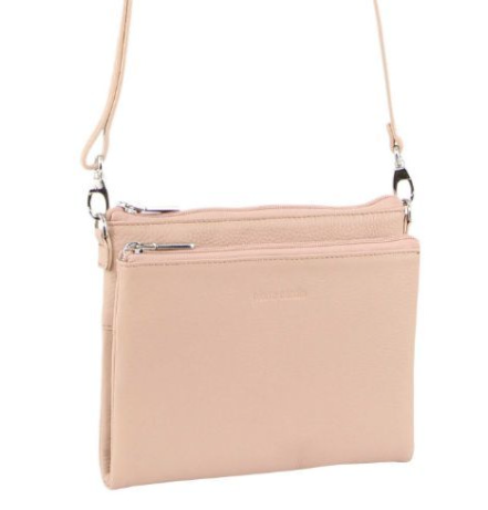 Pierre Cardin Ladies Cross Body Bag Leather Clutch Shoulder Sling Womens - Blush