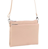 Pierre Cardin Ladies Cross Body Bag Leather Clutch Shoulder Sling Womens  - Blush - Top-Down View