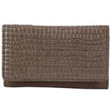 Pierre Cardin Womens Italian Leather Wallet Coin Purse ID Card Holder - Mocha - Side View