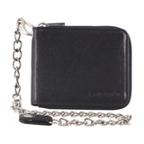 Pierre Cardin Zip Around Mens Leather Wallet with Chain in Black - Front View