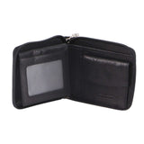 Pierre Cardin Zip Around Mens Leather Wallet with Chain in Black - Side View