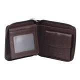 Pierre Cardin Mens RFID Leather Zip Around Wallet with Chain - Brown - Side View