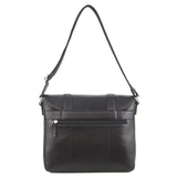 Pierre Cardin Pebbled Leather Computer Laptop Bag Overnight Satchel - Black - 45-Degree Angle