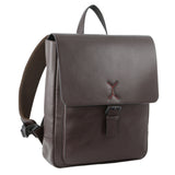 Pierre Cardin Premium Leather Backpack Travel Bag Satchel - Brown - Front View