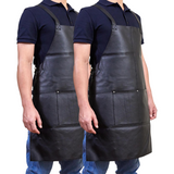 2x Pierre Cardin Professional Leather Apron Butcher Woodwork Barber Chef - Black - Front View