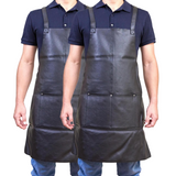 2x Pierre Cardin Professional Leather Apron Butcher Woodwork Barber Chef - Black - Side View