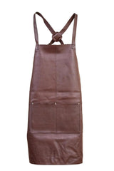 Pierre Cardin Professional Leather Apron Butcher Woodwork Hairdressing Barber Chef - Brown - 45-Degree Angle