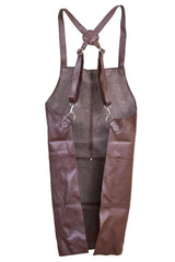 2x Pierre Cardin Professional Leather Apron Butcher Woodwork Barber Chef - Brown - 45-Degree Angle
