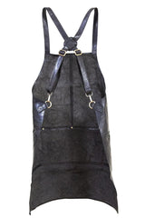 Pierre Cardin Professional Leather Apron Butcher Woodwork Hairdressing Barber Chef - Black - Rear View