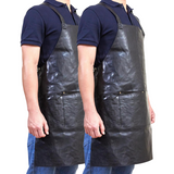 2x Pierre Cardin Professional Leather Apron Butcher Woodwork Barber Chef - Black - Front View
